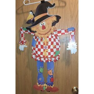 Vtg Current Jointed Scarecrow Halloween Fall Die Cut 32 Inch
